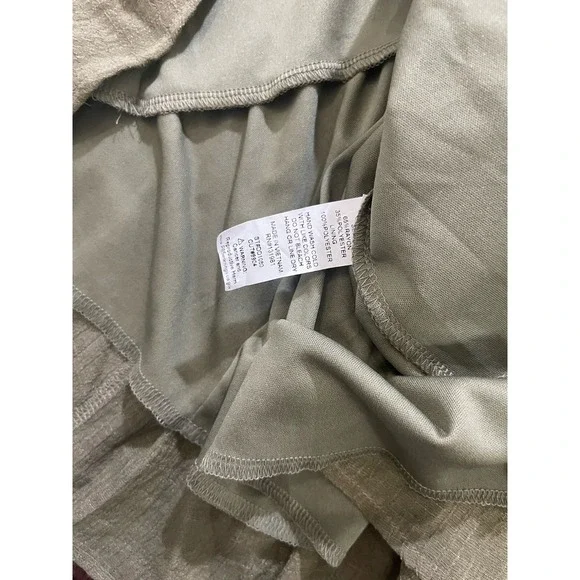 Naif Tunic Dress Small Olive Green Ruffle Sleeve O Ring Popover Boho Casual - Picture 6 of 7